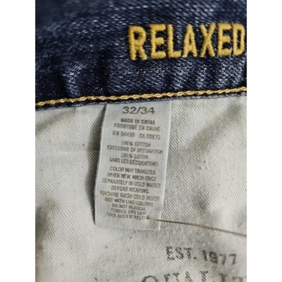 American Eagle ~Men's Size 32/34~ Blue Denim Relaxed Straight Jeans Distressed. - Picture 9 of 12